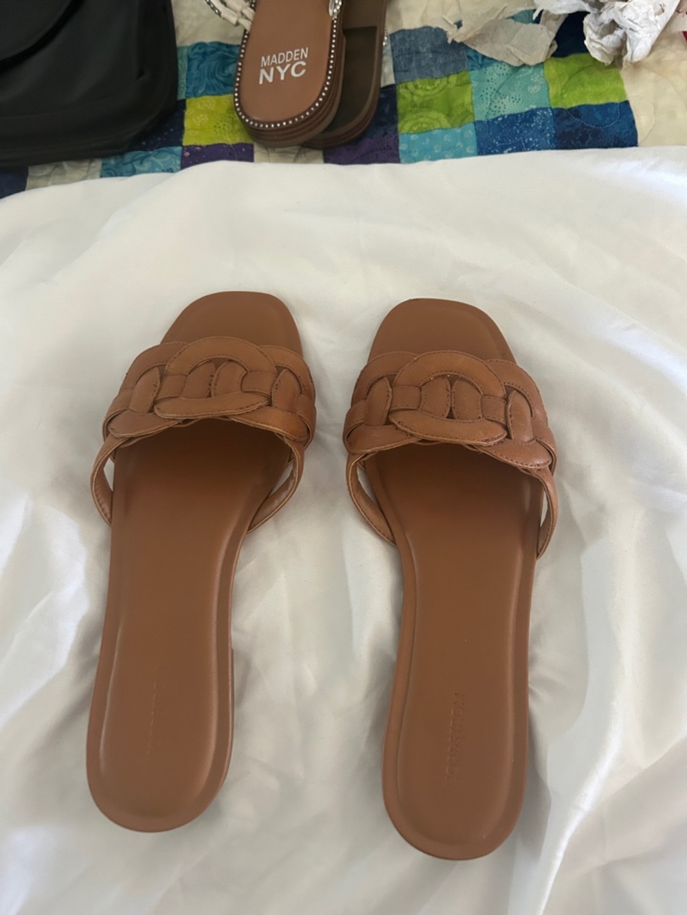 Nordstrom Braided Slide Sandals in Cognac Brown